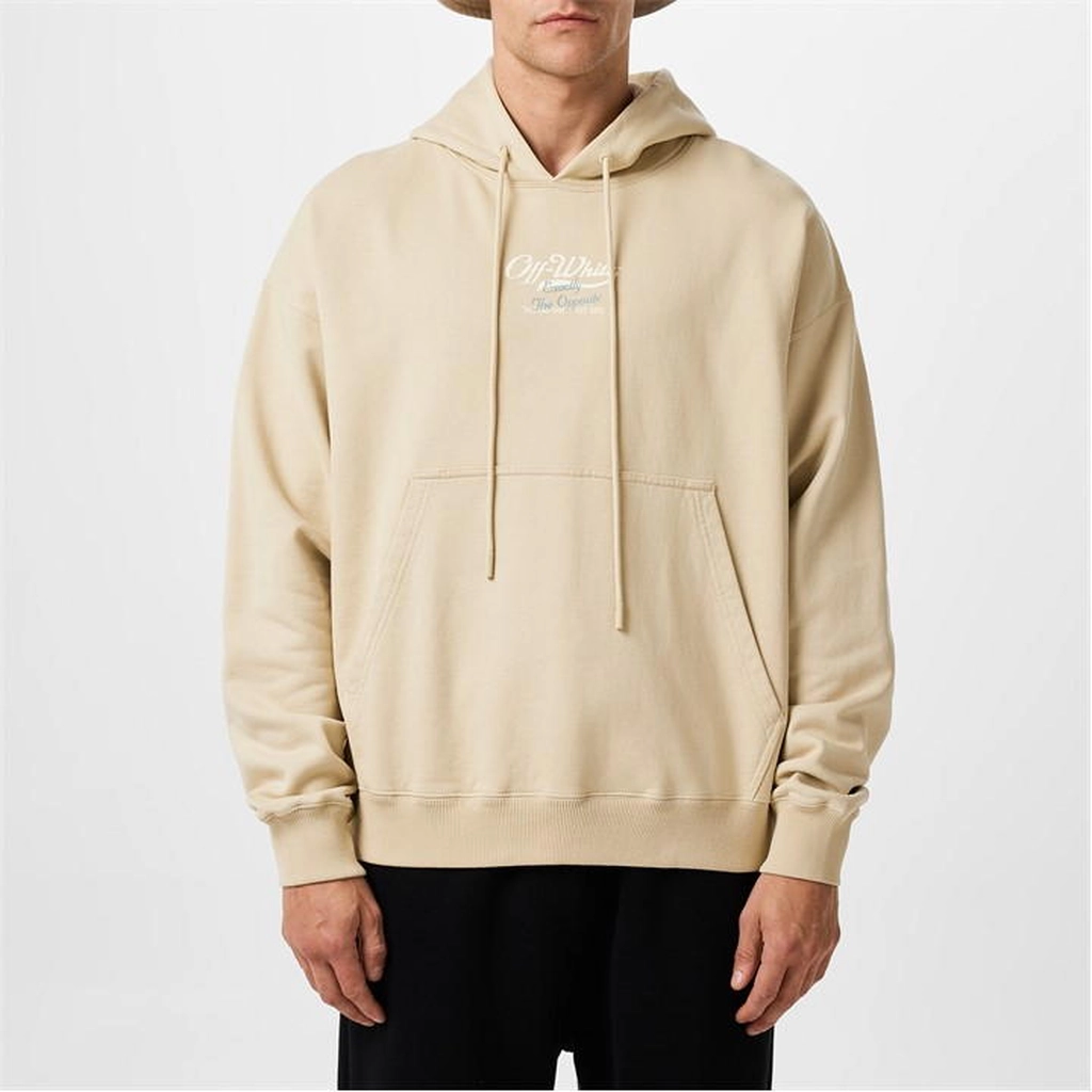 Off White Script Hoodie - Beige